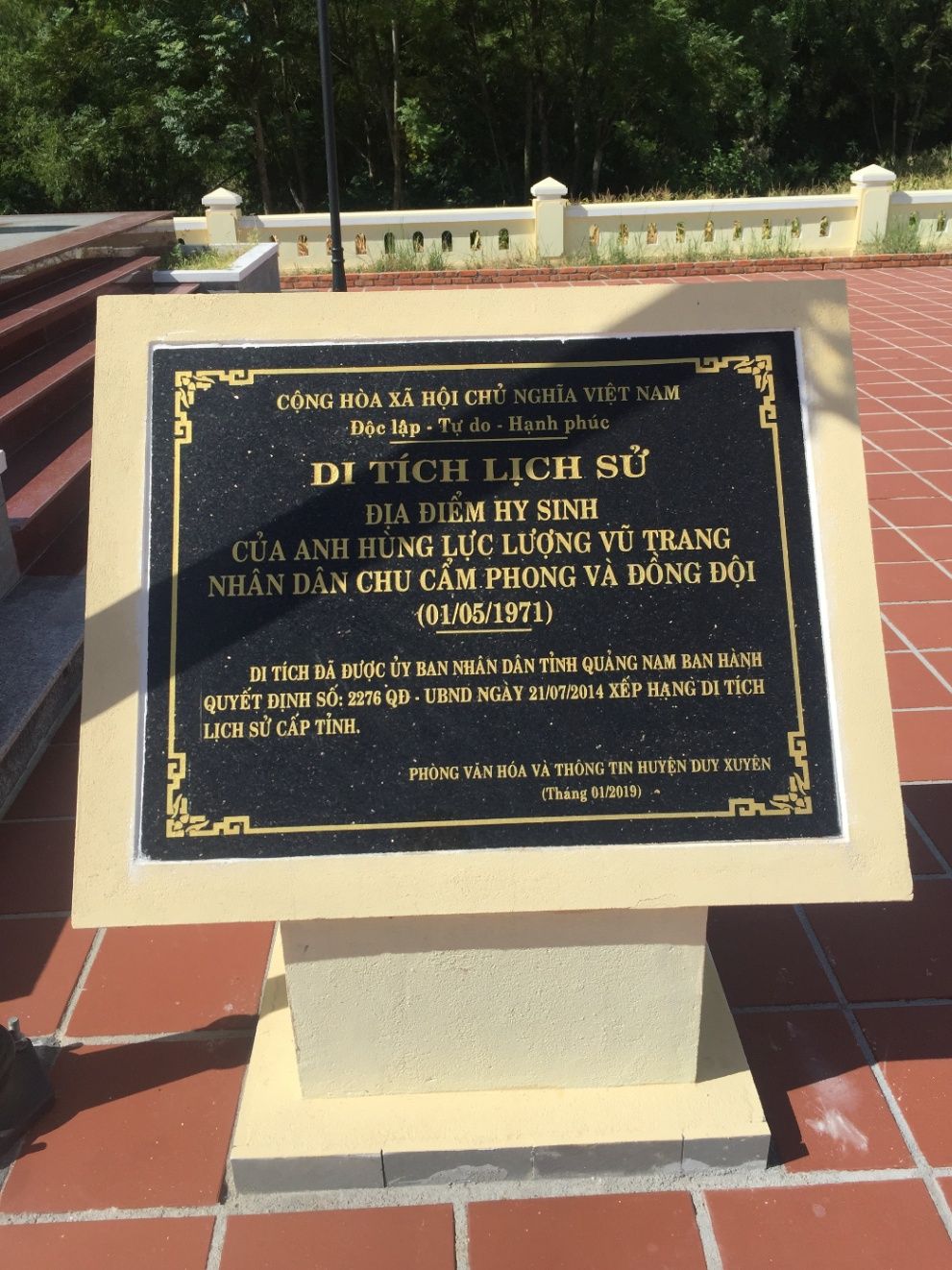 Di tích Nơi hy sinh của Nhà văn, AHLLVT Chu Cẩm Phong và đồng đội